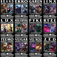 Load image into Gallery viewer, 160 League Of Legends Gaming Streetwear Black / White Designs Bundle PNG
