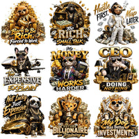 Load image into Gallery viewer, Luxury animal designs with gold, cash, and bold quotes for DTF/DTG and embroidery projects

