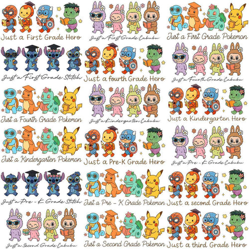 22 School Kids Cartoons Just Grade Designs Bundle PNG