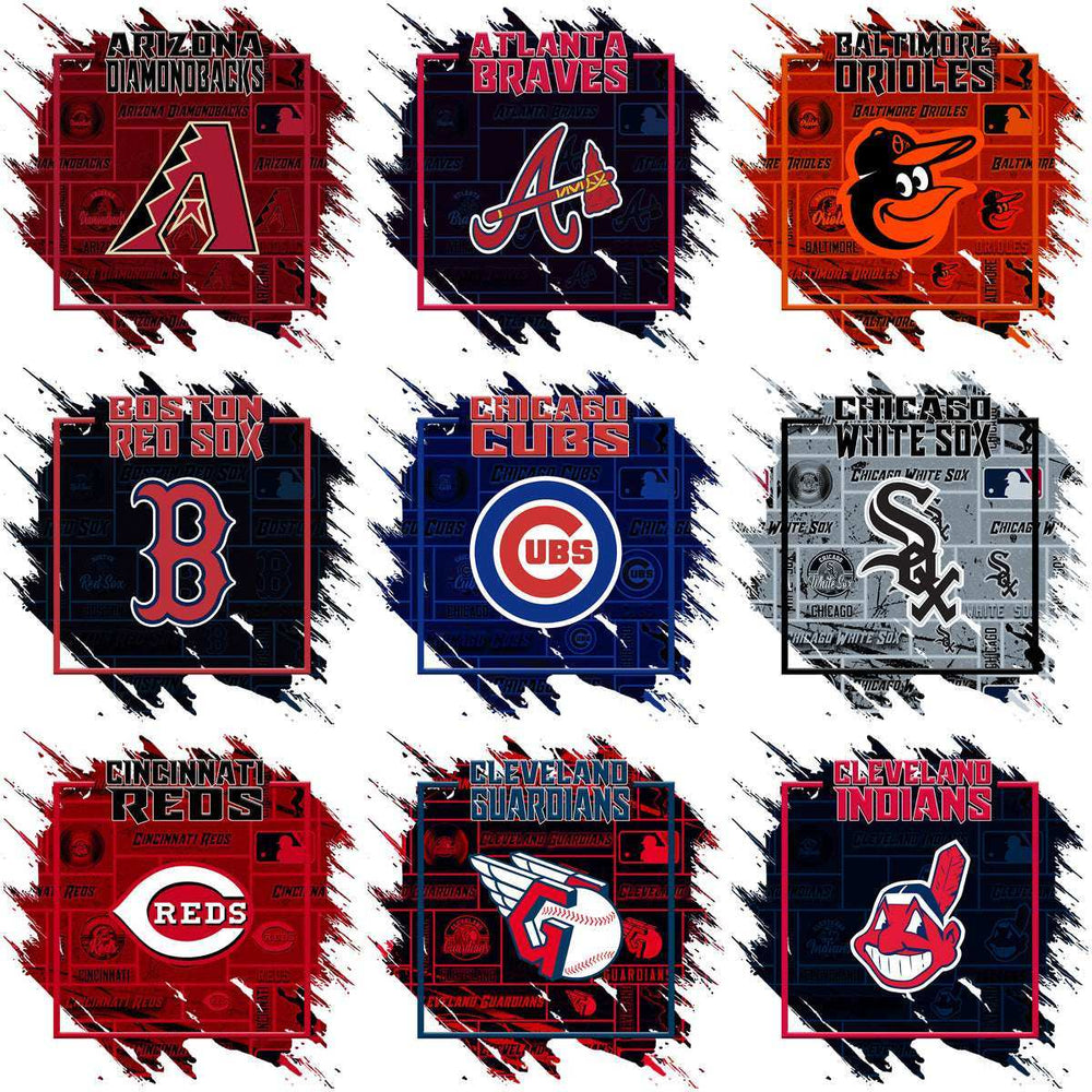 30 Baseball Teams Grunge Square Logo Designs Bundle PNG