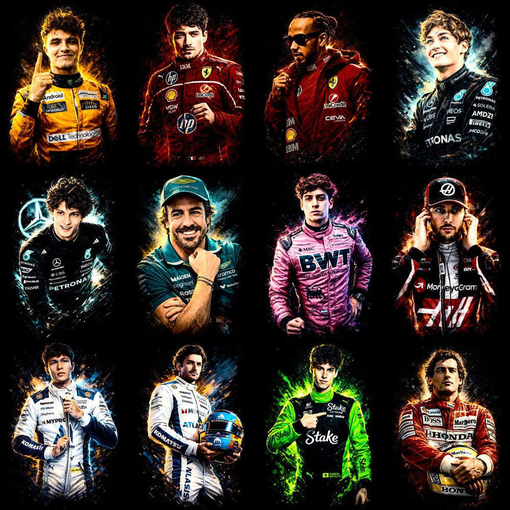90 Racing Best F1 Drivers Formula Halftones Designs Bundle PNG