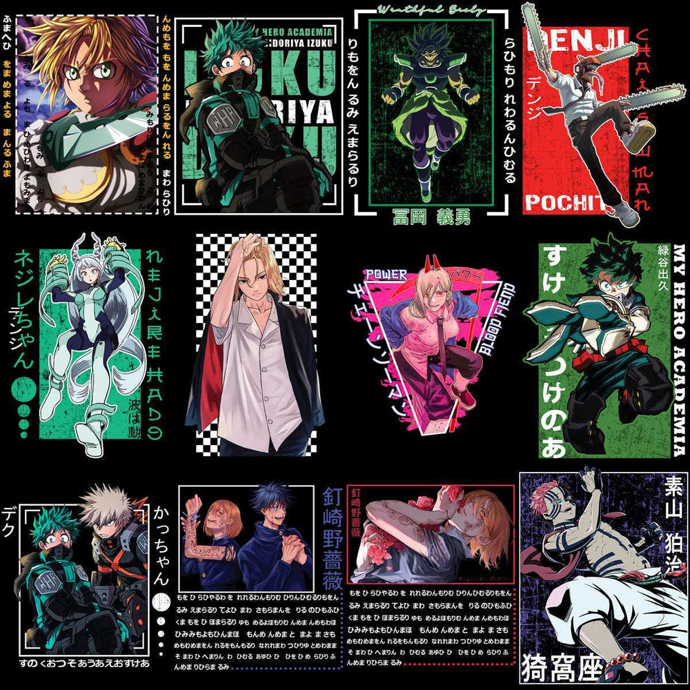 40 Anime Characters Mixed Streetwear Designs Bundle PNG