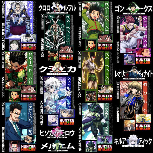 17 Anime Hunter for Black and White Streetwear Front + Back Designs Bundle PNG