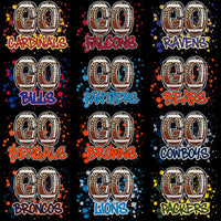 Load image into Gallery viewer, Go [Team] football designs with leopard print &amp; splatter art, perfect for DTF, DTG, embroidery, or tumbler wraps.

