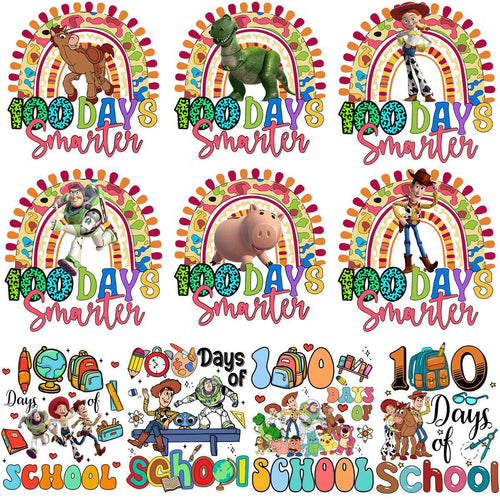 23 School 100 Days Toys Cartoons Story Designs Bundle PNG