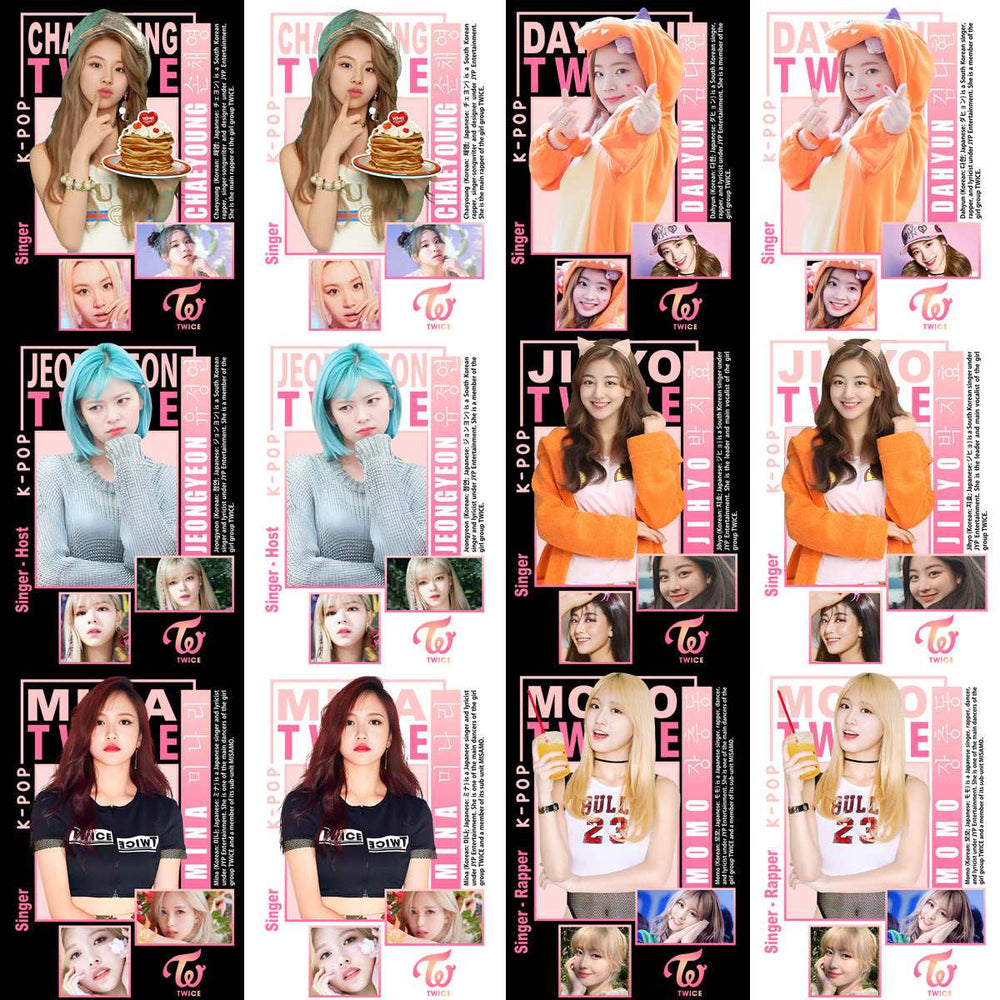 10 KPOP Stars Band Twice Streetwear Black + White Designs Bundle PNG