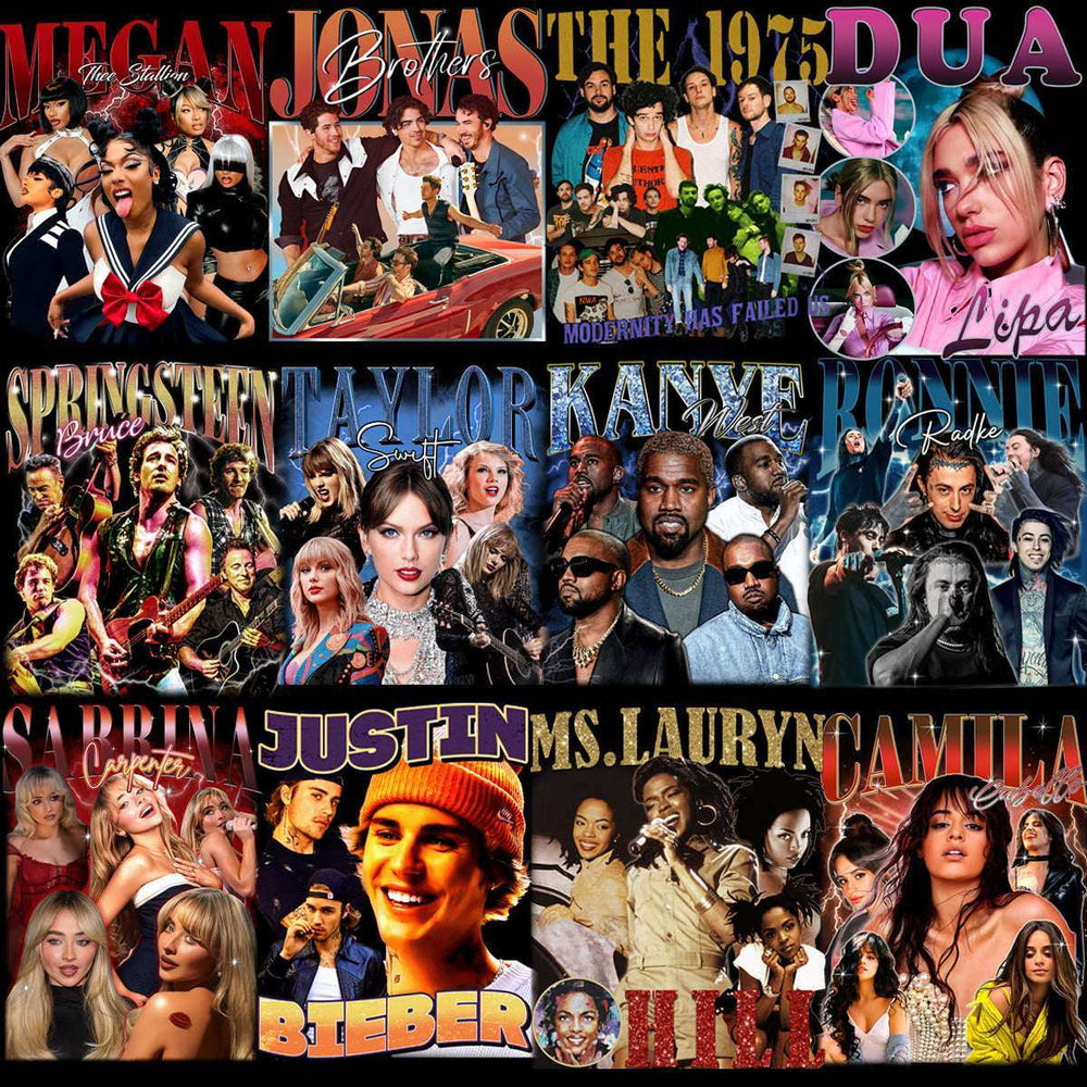 54 Music Stars Bootleg Mixed Designs Bundle PNG