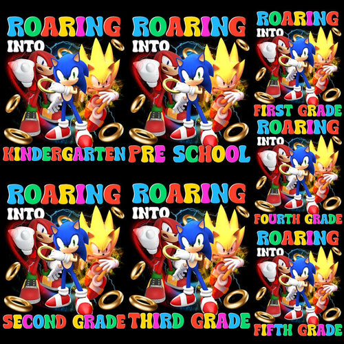 7 Back to School Roaring into Sonic Kids Designs Bundle PNG