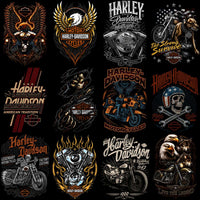 Cargar imagen en el visor de la galería, Harley-Davidson motorcycle designs with eagles, skulls, flames, and engines for DTF/DTG printing
