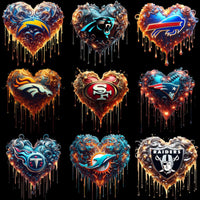 Load image into Gallery viewer, 32 Football Teams Dripping Glow Heart Designs Bundle PNG
