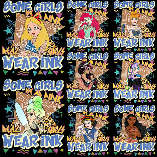 14 Cartoon Princess Tattoo Wear Ink Designs Bundle PNG