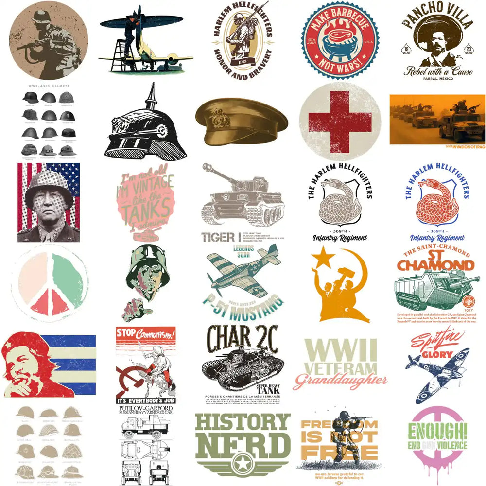 220 Peace War History Military Designs Bundle PNG