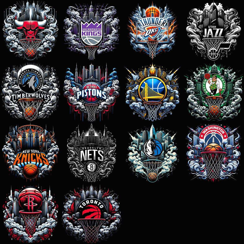 30 Smoke Basketball Teams Designs Bundle PNG