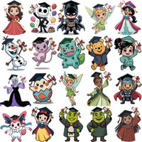 Load image into Gallery viewer, 80 Pop Culture Cartoons Graduation Designs Bundle PNG
