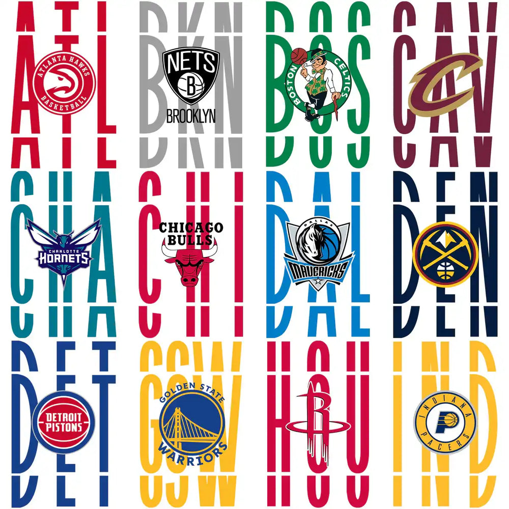 30 Basketball Teams Logos Text Style Designs Bundle PNG