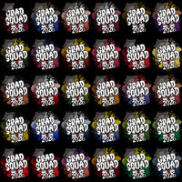 Load image into Gallery viewer, Grad Squad 2026 designs with colorful splashes and graduation caps for print-ready apparel
