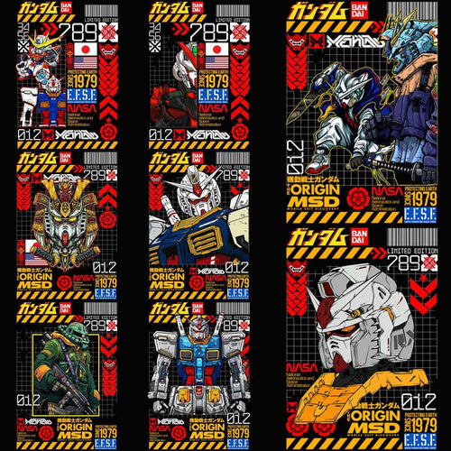 8 Robot Gundam Streetwear Brand Designs Bundle PNG + PSD