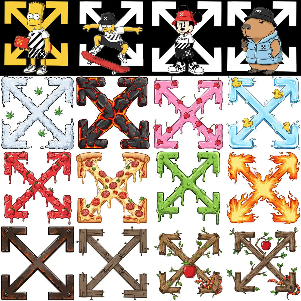 44 OFF Brand WHITE Mix CARTOON Designs Bundle PNG
