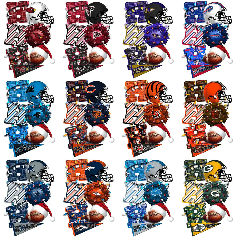 32 HO HO HO Teams Football Christmas V2 Designs Bundle PNG