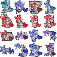 Load image into Gallery viewer, 48 USA Popular States Map Heart Bow Designs Bundle PNG
