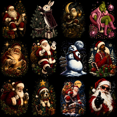 54 Christmas Holiday Mega Halftone Designs Bundle PNG