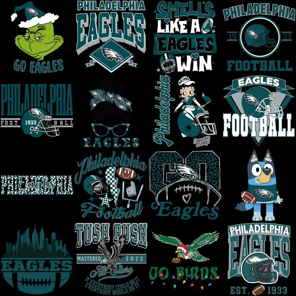 120 Eagles Philadelphia MEGA Football Team Designs Bundle PNG