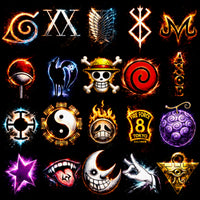 Load image into Gallery viewer, 115 Anime Logos Colorful Icons Halftone Designs Bundle PNG
