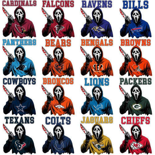 32 Movie Ghostface Football Designs Bundle PNG