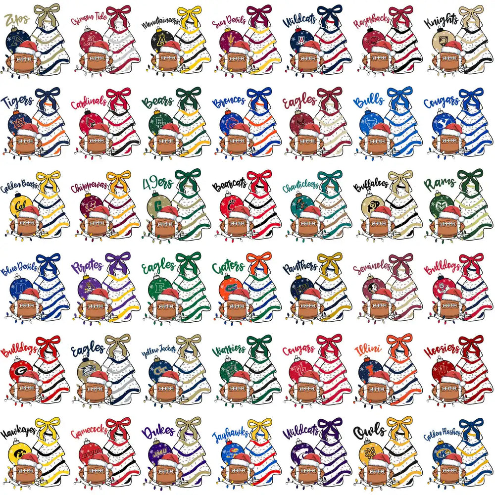 130 College NCAA Christmas Ornaments PNG Designs Bundle
