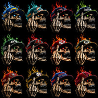 Load image into Gallery viewer, 32 Skull Cap Football Teams Middle Finger Black Knockout Designs Bundle PNG
