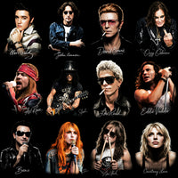 Load image into Gallery viewer, Rock legends collage: Elvis, Lennon, Bowie, Ozzy, Axl, Slash, Reed, Vedder, Bono, Hayley, Lars, Love
