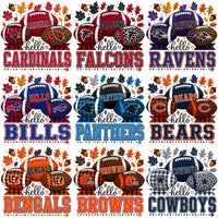 Load image into Gallery viewer, 32 Football Teams Hello Fall Leaves &amp; Acorns Designs Bundle PNG
