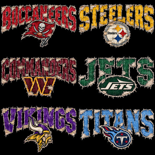 32 Distressed Denim Texture Football Teams Designs Bundle PNG