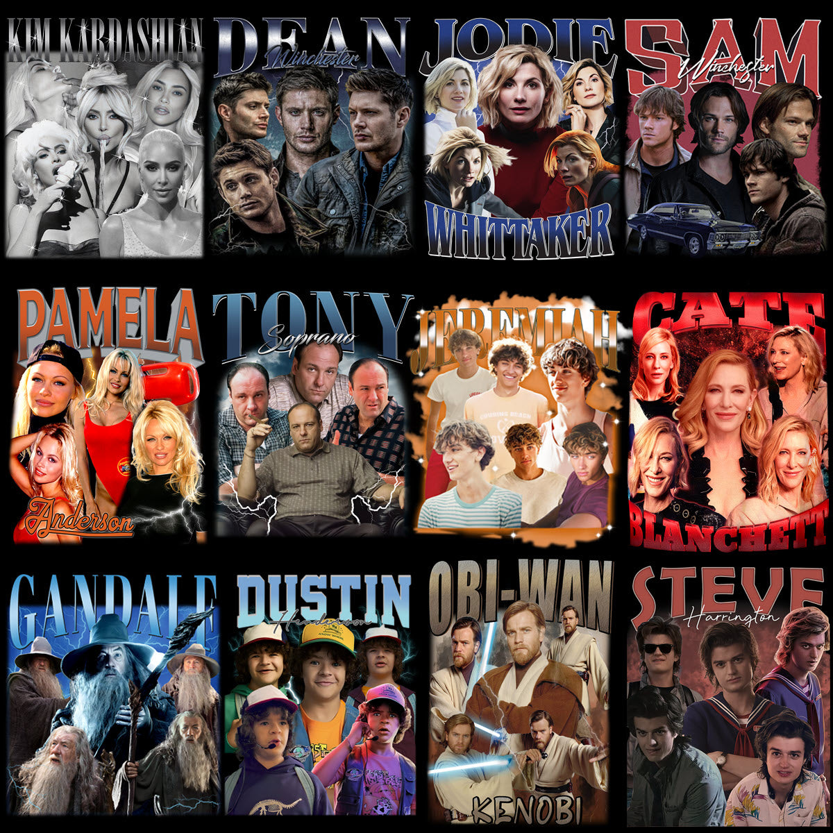 42 Bootleg Artists Stars Mixed Designs Bundle PNG