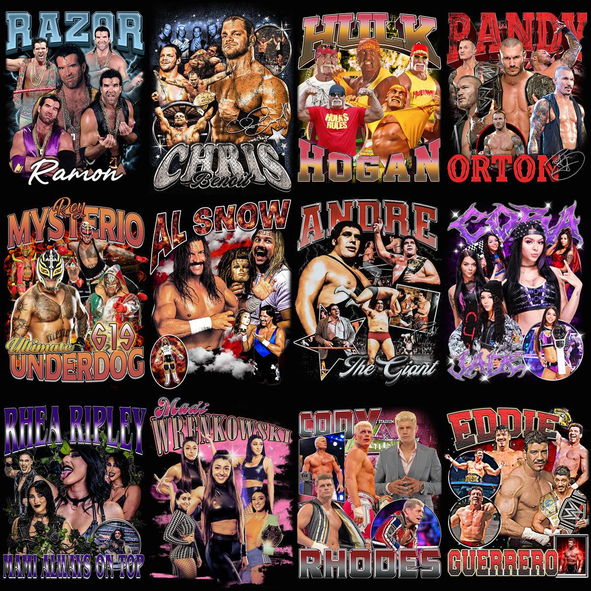 27 Wrestling Bootleg Pack 4 Designs Bundle PNG