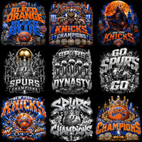 Load image into Gallery viewer, New York Knicks &amp; San Antonio Spurs championship basketball designs, print-ready PNG/SVG for DTF/DTG
