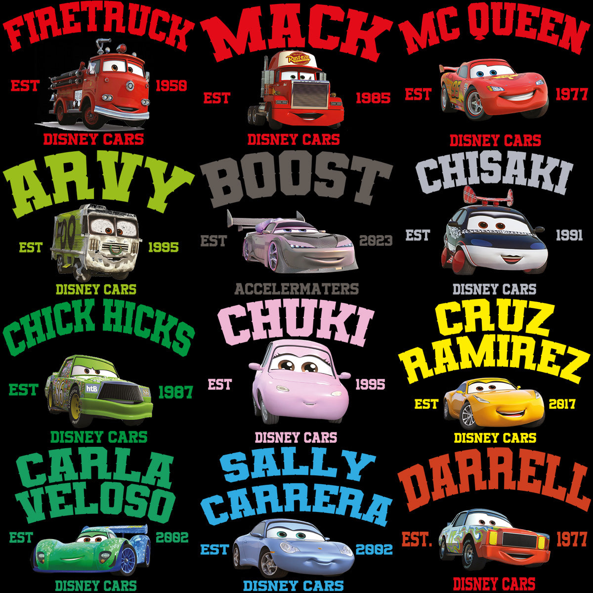 31 Cartoons Cars Designs Bundle PNG