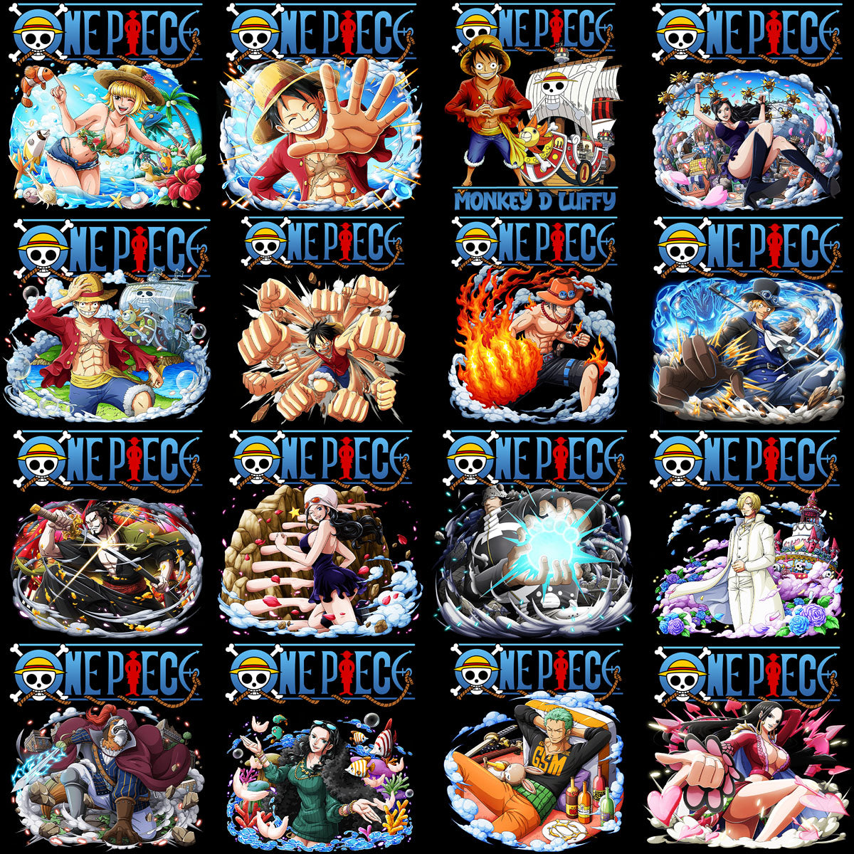 40 One Piece Blue Anime Designs Bundle PNG