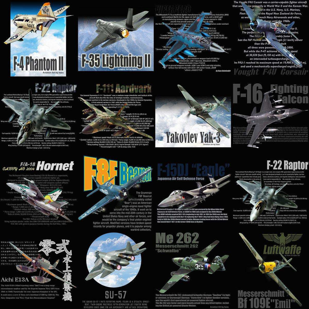 90 Aircrafts Military Airplane Designs Bundle PNG
