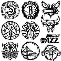 Load image into Gallery viewer, 30 Ink Brush Splatter Paint Basketball Teams Logos Designs Bundle PNG

