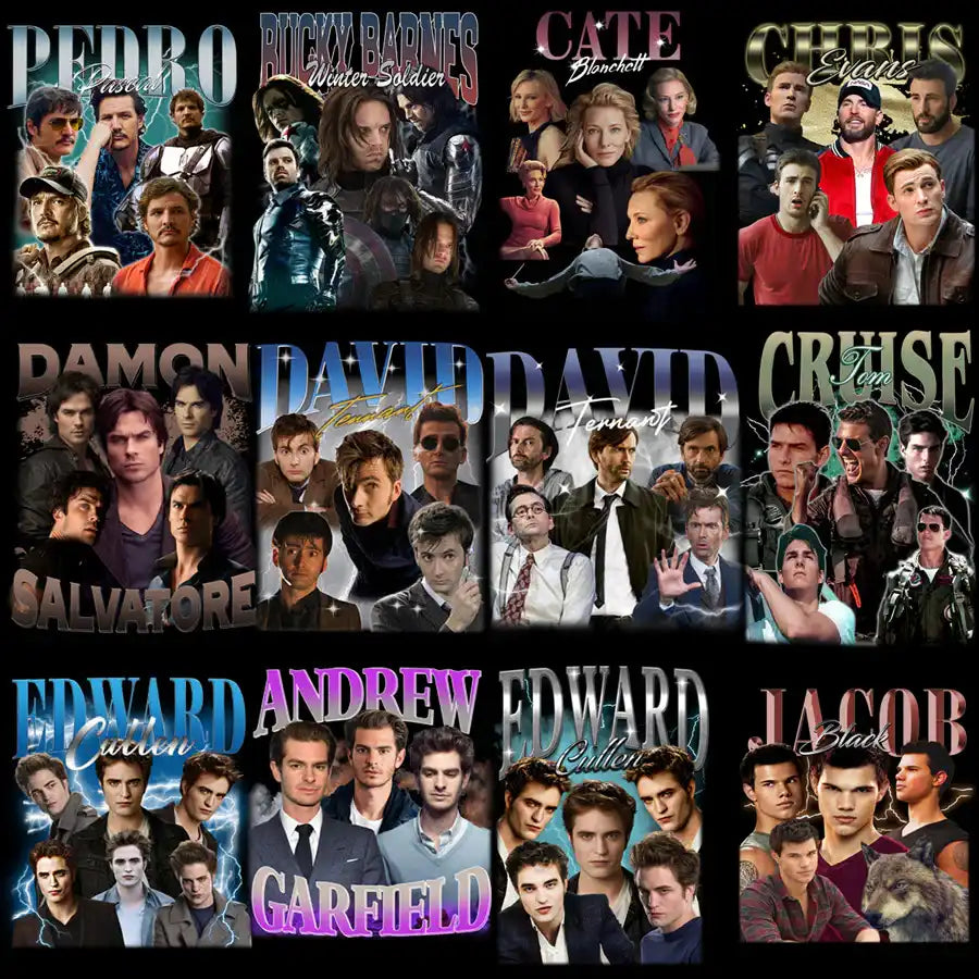 63 Popular Movies Series Artists Bootleg Designs Bundle PNG