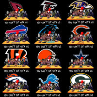 Load image into Gallery viewer, 32 Football Teams Halloween Slasher You Can't Sit With Us Designs Bundle PNG
