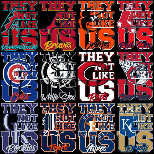 30 THEY NOT LIKE US Baseball Teams Designs Bundle PNG + PSD