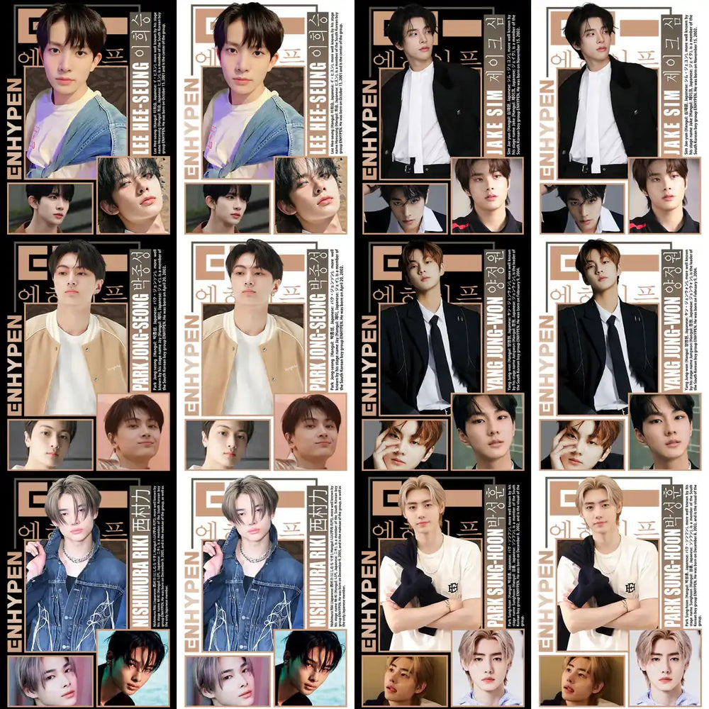 7 KPOP Stars ENHYPEN Streetwear Black + White Designs Bundle PNG