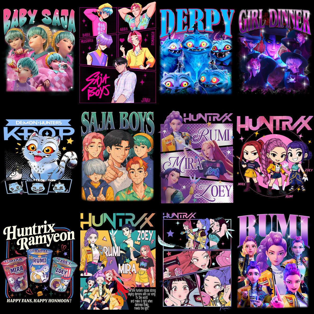 120 KPOP Saja Movie Demon Hunters Designs Bundle PNG