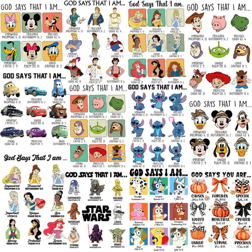 22 God Says Cartoon Designs Bundle PNG