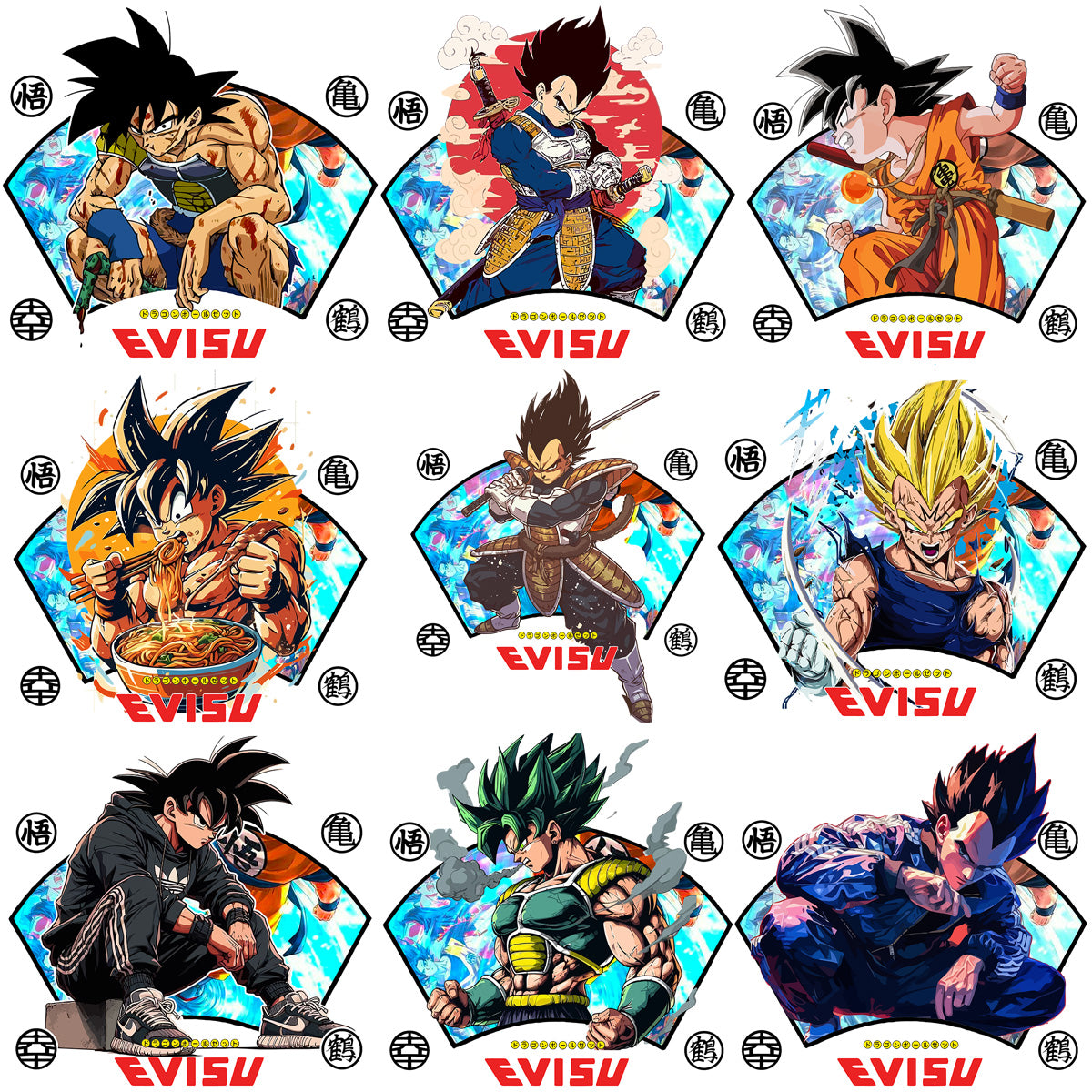 15 Brand x Dragonball Streetwear Anime Designs Bundle PNG + PSD