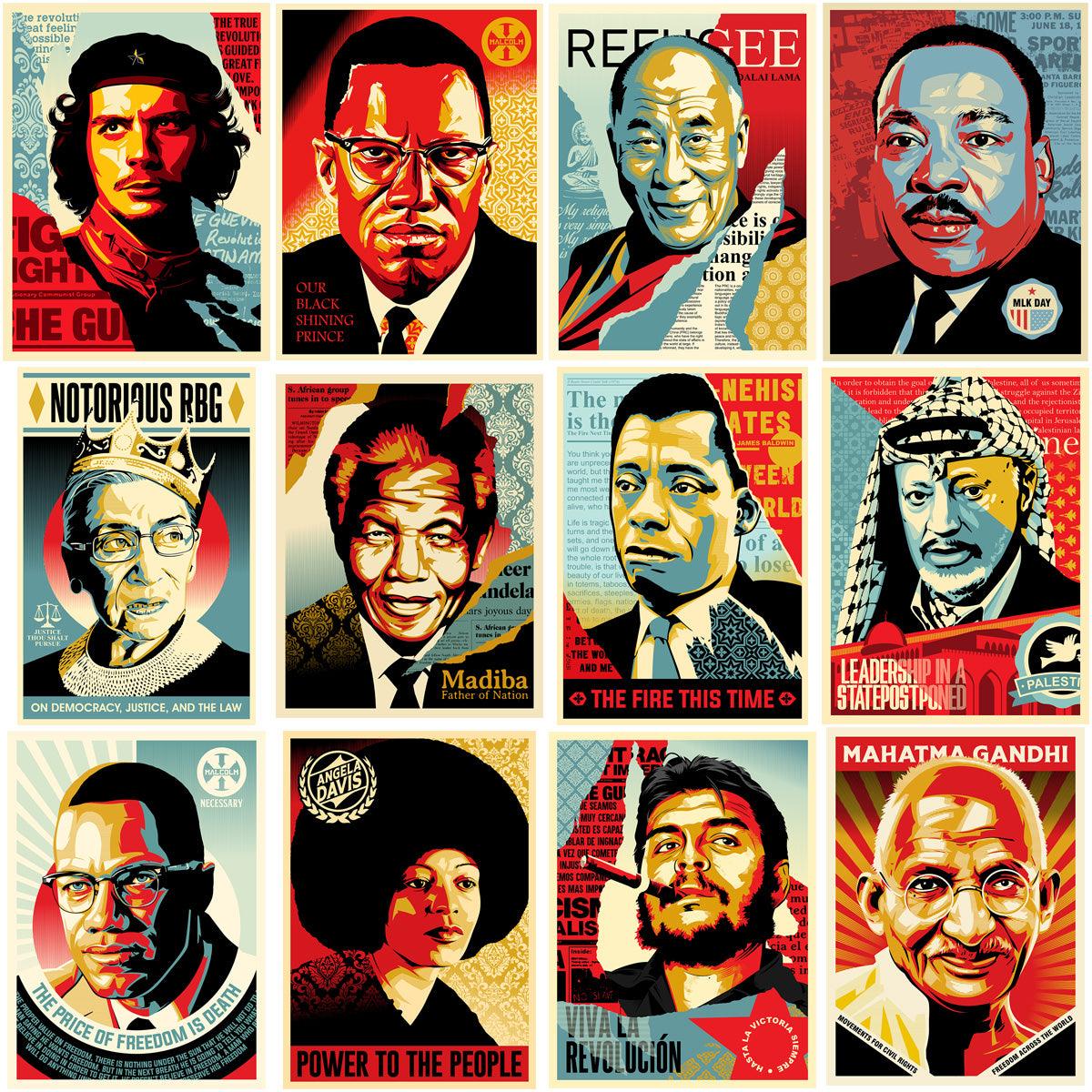 12 Famous Revolution Celebrities Poster Designs Bundle PNG