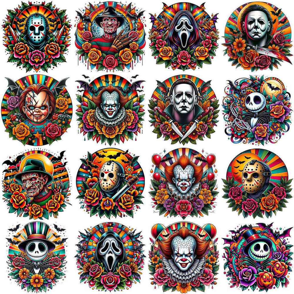 18 Horror Halloween Movies Slashers Tattoo Designs Bundle PNG