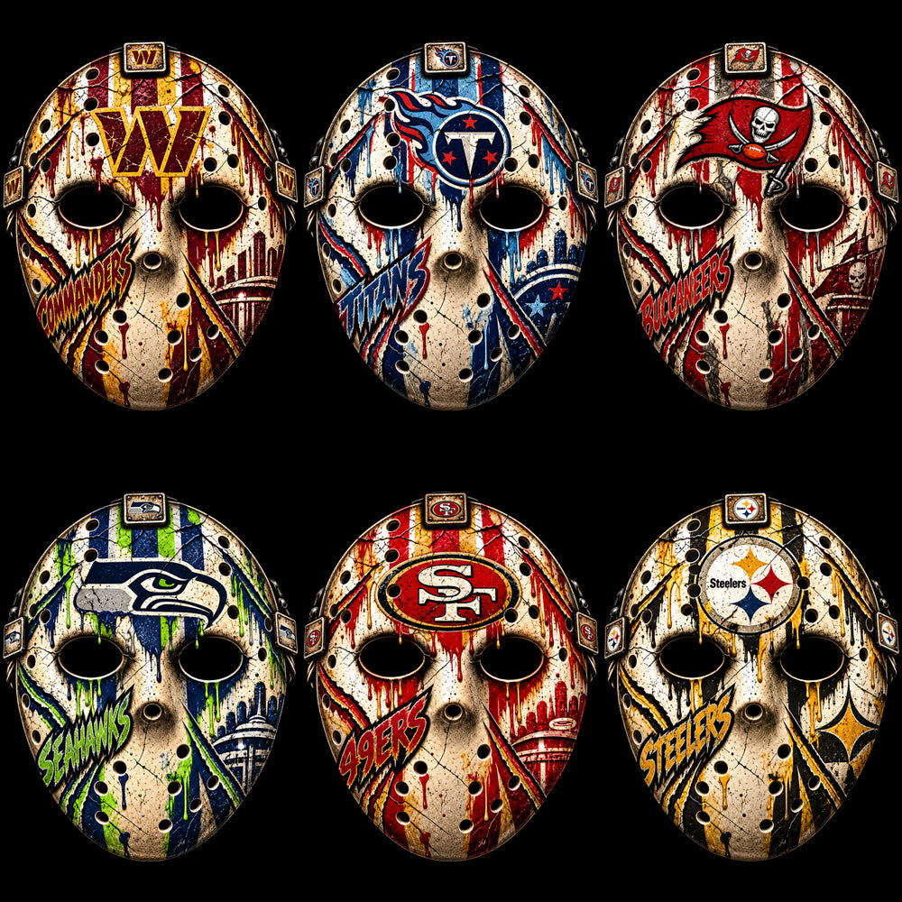 32 Horror Football Teams Jason Voorhees Mask Designs Bundle PNG